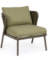 Harlow lounge havestol i aluminium og olefin H80 cm - Oliven/Mørkegrøn/Grøn