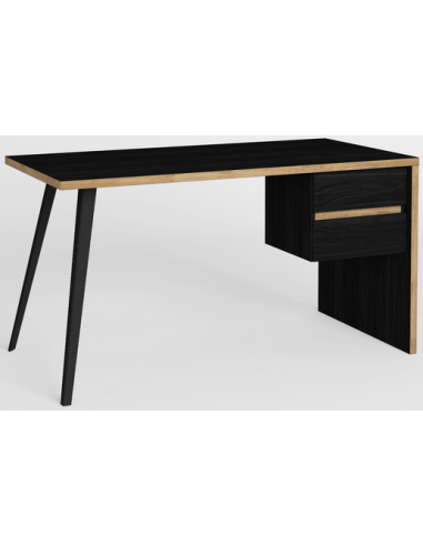 Se Rio skrivebord i metal og møbelplade B136,3 cm - Sort træeffekt/Natur hos Lepong.dk