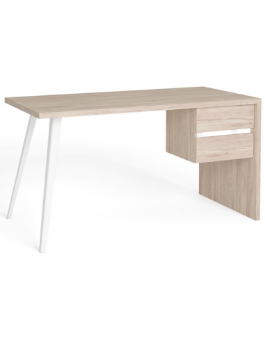 Se Rio skrivebord i metal og møbelplade B136,3 cm - Lys træeffekt/Hvid hos Lepong.dk