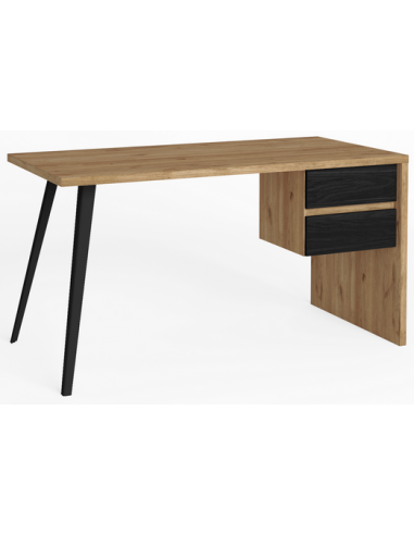 Se Rio skrivebord i metal og møbelplade B136,3 cm - Natur/Sort træeffekt hos Lepong.dk
