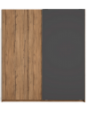 Malta klædeskab med skydelåger i møbelplade H200,5 x B182 cm - Grå/Mørkebrun træ