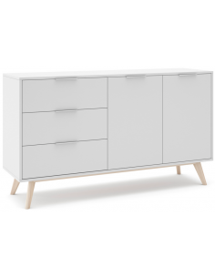 Sideboard skænk skuffer skabe hvid egetræ 2