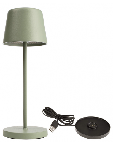 Se Canis Mini inden-/udendørs trådløs bordlampe H20,8 cm 2,3W LED - Mat grågrøn hos Lepong.dk