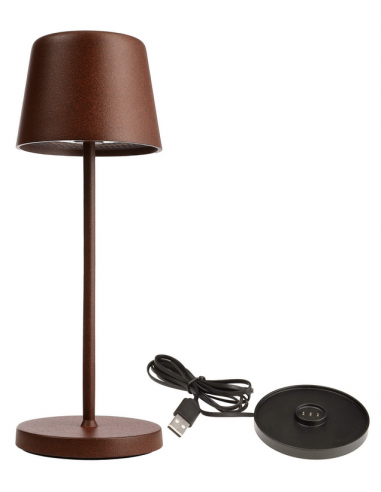 Se Canis Mini inden-/udendørs trådløs bordlampe H20,8 cm 2,3W LED - Mat rust hos Lepong.dk
