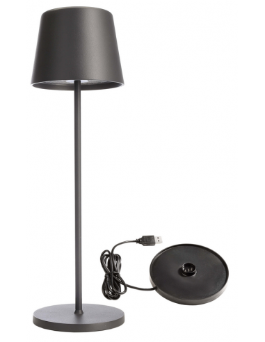Se Canis inden-/udendørs trådløs bordlampe H37 cm 3,5W LED - Mat mørkegrå hos Lepong.dk