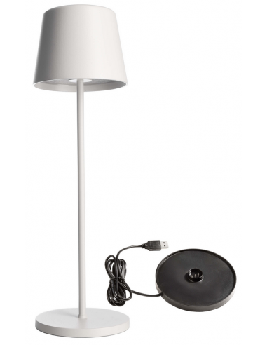 Se Canis inden-/udendørs trådløs bordlampe H37 cm 3,5W LED - Mat hvid hos Lepong.dk