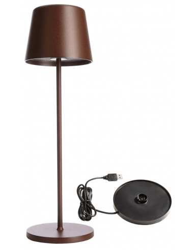 Se Canis inden-/udendørs trådløs bordlampe H37 cm 3,5W LED - Mat rust hos Lepong.dk