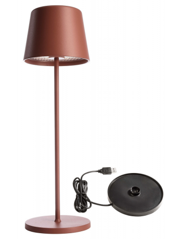 Se Canis inden-/udendørs trådløs bordlampe H37 cm 3,5W LED - Mat terracotta hos Lepong.dk