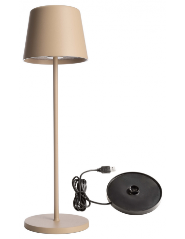 Se Canis inden-/udendørs trådløs bordlampe H37 cm 3,5W LED - Mat beige hos Lepong.dk