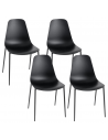 Sæt med 4 x spisebordsstole i metal og kunststof H88,5 cm - Sort