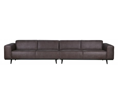 4-personers sofa i ægte læder 280 cm - Grå