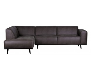 Hjørnesofa i ægte læder 274 x 210 cm - Grå