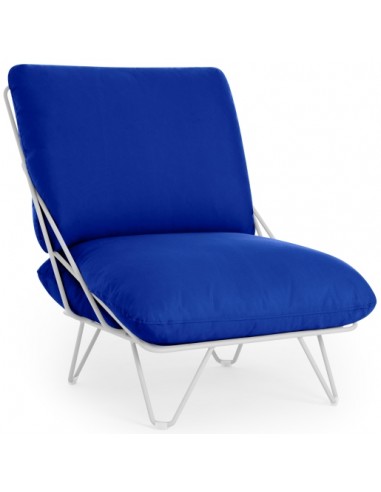 Billede af Diabla Valentina loungestol i stål og tekstil 66 x 86 cm - Grå/Blå
