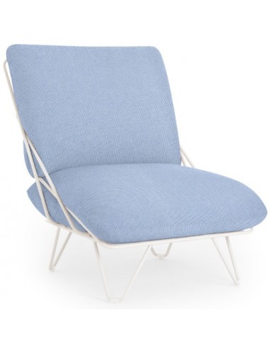 Billede af Diabla Valentina loungestol i stål og tekstil 66 x 86 cm - Hvid/Patio 730 Blå