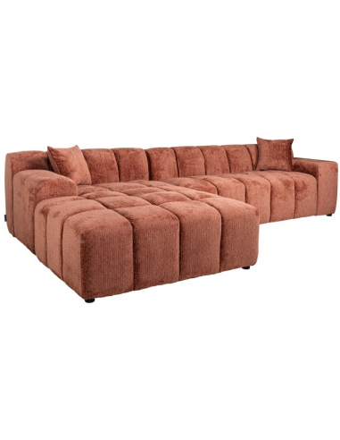 Billede af Cube venstrevendt chaiselong sofa i chenille 325 x 195 cm - Rødrosa