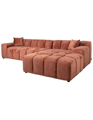 Billede af Cube højrevendt chaiselong sofa i chenille 325 x 195 cm - Rødrosa
