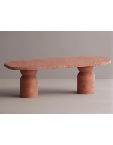 Billede af Gaia spisebord i letbeton H75 x B240 x D90 cm - Rød terrazzo