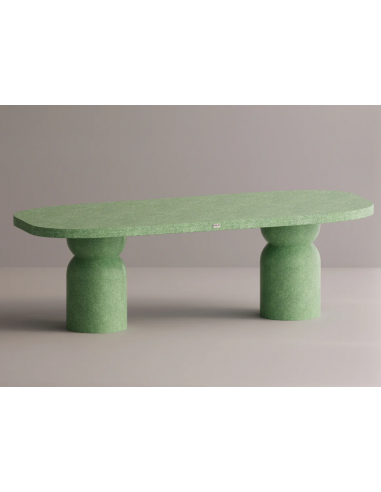 Se Gaia spisebord i letbeton H75 x B240 x D90 cm - Grøn terrazzo hos Lepong.dk