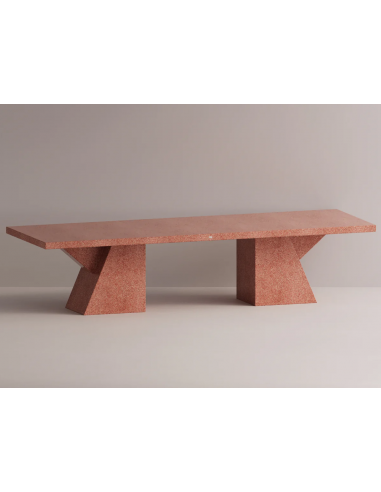 Billede af Metis spisebord i letbeton H75 x B320 x D105 cm - Rød terrazzo