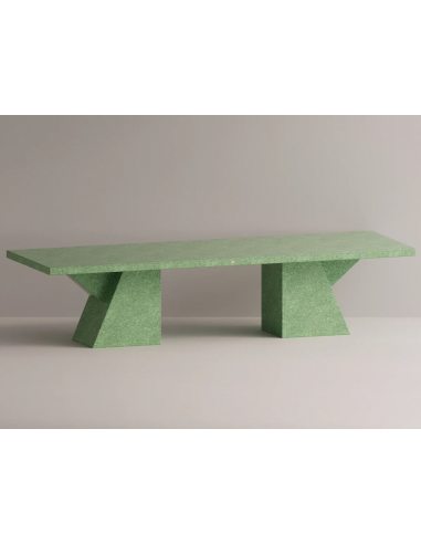 Billede af Metis spisebord i letbeton H75 x B320 x D105 cm - Grøn terrazzo