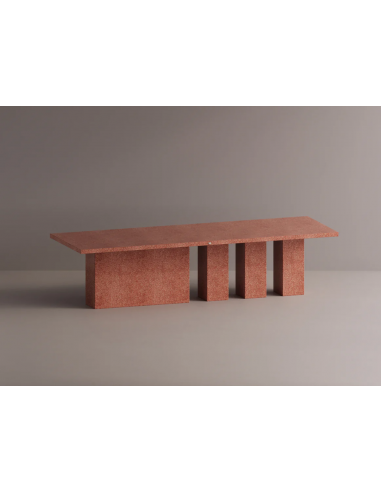 Billede af Rod spisebord i letbeton H75 x B300 x D110 cm - Rød terrazzo