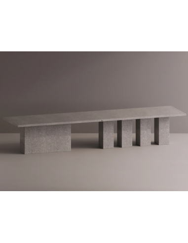 Billede af Rod spisebord i letbeton H75 x B400 x D120 cm - Grå terrazzo