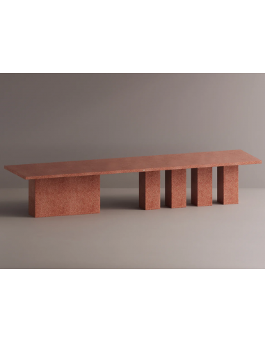 Billede af Rod spisebord i letbeton H75 x B400 x D120 cm - Rød terrazzo
