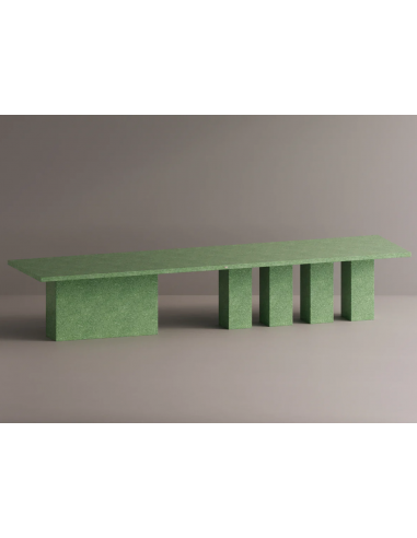 Billede af Rod spisebord i letbeton H75 x B400 x D120 cm - Grøn terrazzo