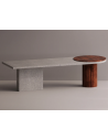 Khaos spisebord i letbeton og træ H75 x B285 x D90 cm - Brun/Grå terrazzo