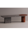 Khaos spisebord i letbeton og træ H75 x B285 x D90 cm - Brun/Antracit terrazzo