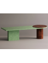 Khaos spisebord i letbeton og træ H75 x B285 x D90 cm - Brun/Grøn terrazzo