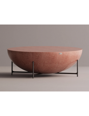 Billede af Nibru sofabord i letbeton og metal H45 x Ø130 cm - Industrielt sort/Rød terrazzo