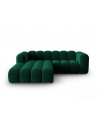 Lupine venstrevendt chaiselong sofa i velour B228 x D175 cm - Sort/Flaskegrøn