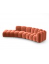 Lupine venstrevendt 5-personers buet sofa i velour B335 x D87 - 166 cm - Sort/Koralrød