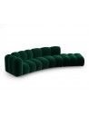 Lupine højrevendt 5-personers buet sofa i velour B335 x D87 - 166 cm - Sort/Flaskegrøn