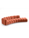 Lupine højrevendt 5-personers buet sofa i velour B335 x D87 - 166 cm - Sort/Koralrød