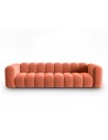 Lupine 4-personers sofa i velour B288 x D87 cm - Sort/Koralrød