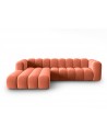 Lupine venstrevendt chaiselong sofa i velour B288 x D175 cm - Sort/Koralrød