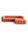 Lupine højrevendt chaiselong sofa i velour B288 x D175 cm - Sort/Koralrød