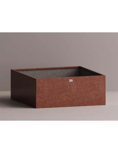 Billede af Cube plantekrukke i letbeton H40 x B100 x D100 cm - Bordeaux terrazzo