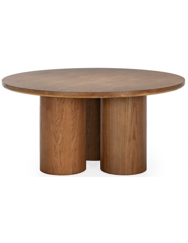 Se Rundt spisebord i egetræ og egetræsfinér Ø160 cm - Brun hos Lepong.dk