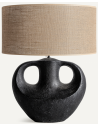 Bordlampe i terracotta og jute H70 cm - Rustik sort/Natur