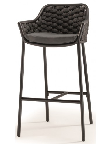 PANAMA Udendørs barstol i aluminium og quick dry textylene H101 cm – Sort/Mørkegrå