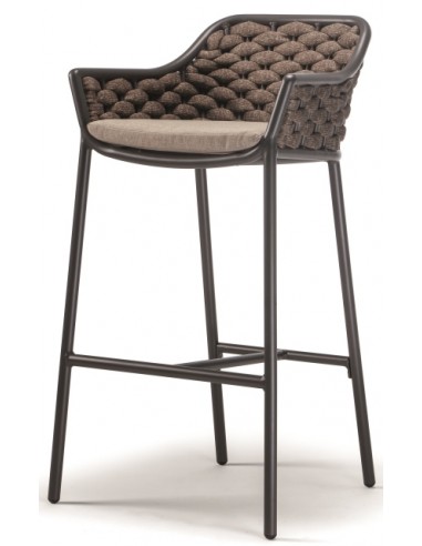PANAMA Udendørs barstol i aluminium og quick dry textylene H101 cm – Antracit/Brun