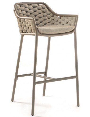 PANAMA Udendørs barstol i aluminium og quick dry textylene H101 cm – Taupe/Beige