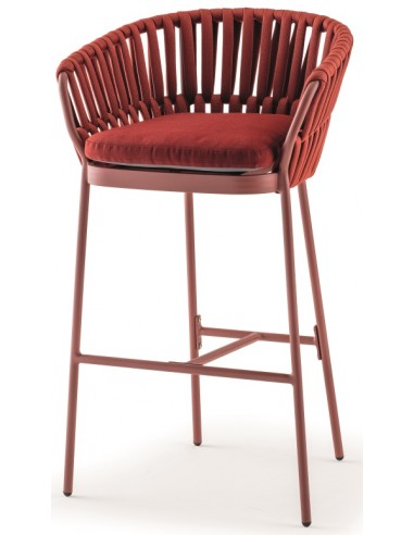 SOHO Udendørs barstol i aluminium og quick dry akryl H100 cm – Rød/Rød