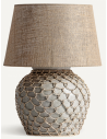 Bordlampe i beton, rattan og jute H70 cm - Betongrå/Brun