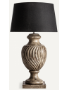 Bordlampe i mangotræ og bomuld H106 cm - Antik brun/Sort