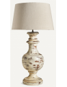 Bordlampe i mangotræ og bomuld H80 cm - Antik beige/Natur