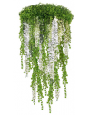 Flower Rain svævende have i kunstige planter Ø100 cm - Grøn/Hvid